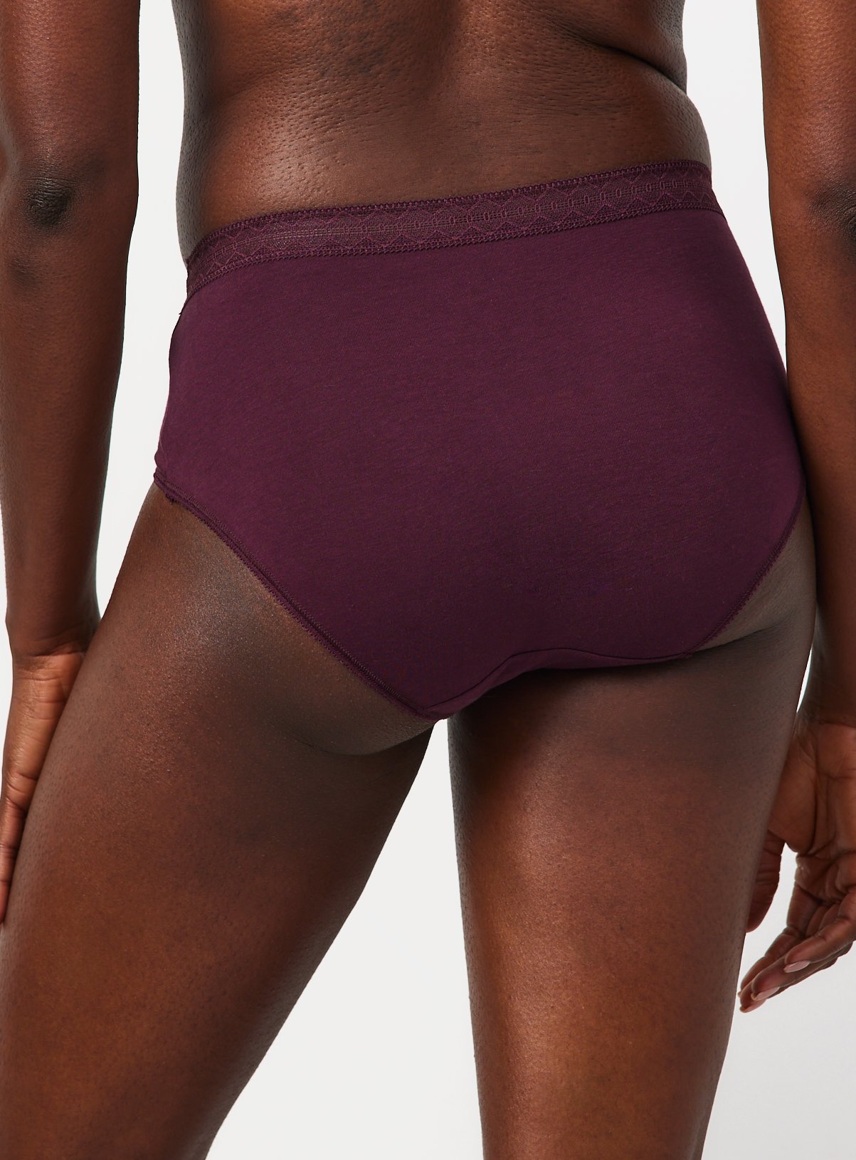 Olive & Wine Lace Trim Midi Briefs 5 Pack 16 - Image 4 thumbnail